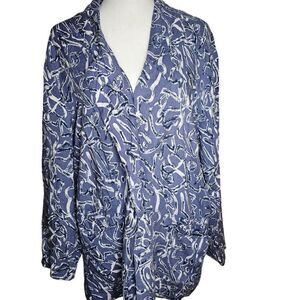 Vintage 80s Stefano Boyfriend Blazer Jacket Womens Size XL Blue Rayon Oversized